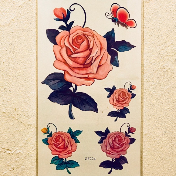 TEMPORARY PINK ROSES & BUTTERFLY TATTOOS 🦋 - Picture 2 of 2